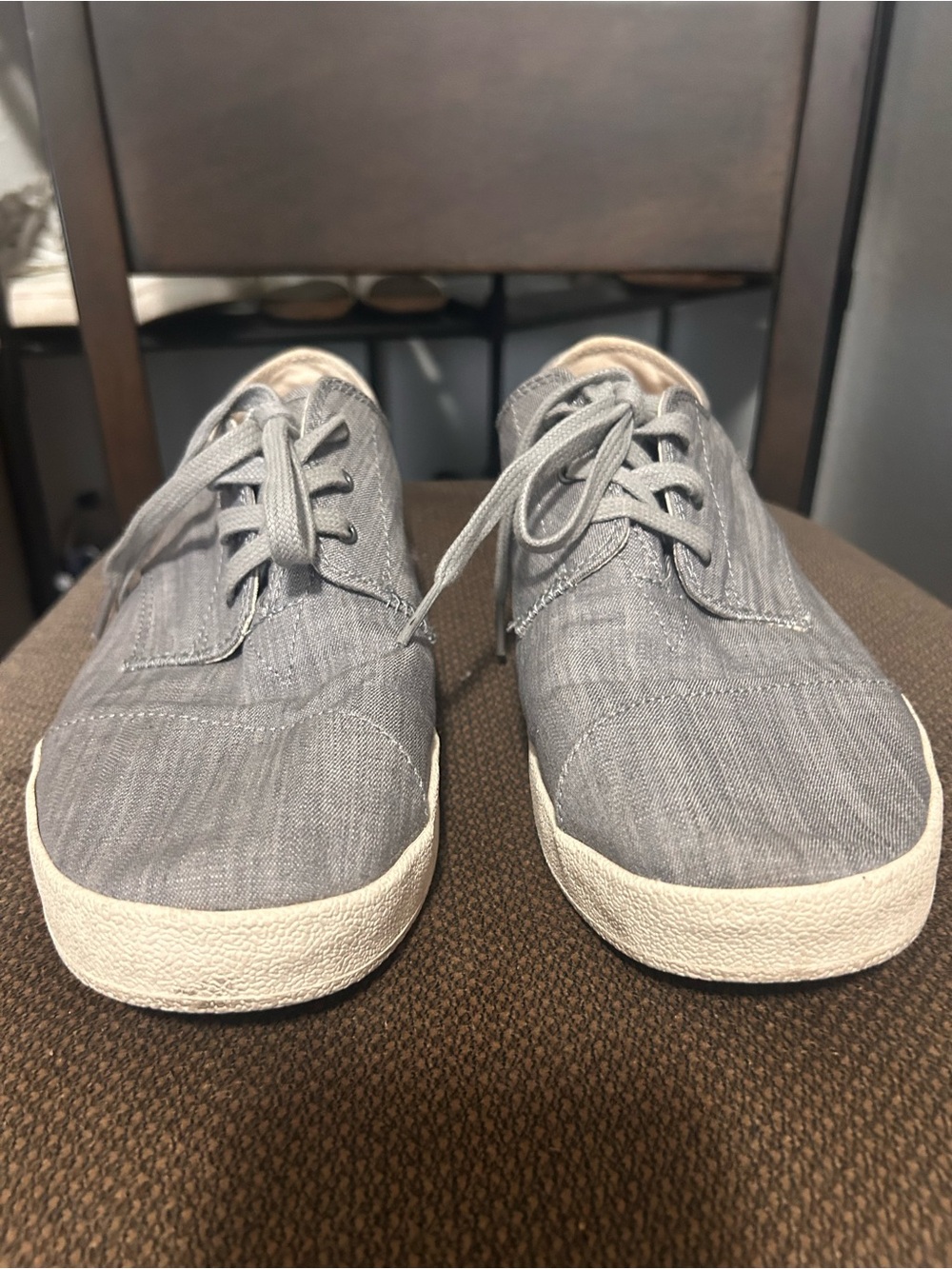 Toms Gray Canvas Lace-Up Sneakers with Cream Sole
